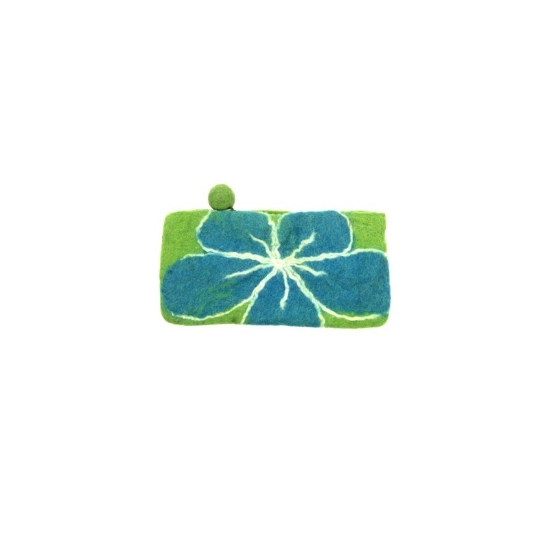 Pochette en laine fleur bleue Pochette en laine fleur bleue