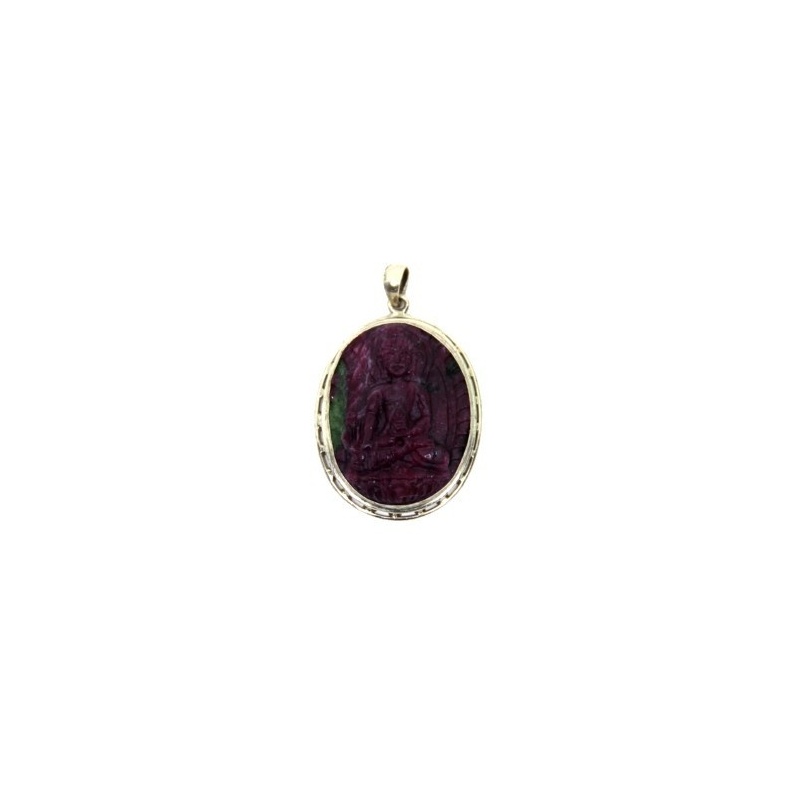 Pendentif Bouddha Médecine Zoïsite rubis Pendentif Bouddha Médecine Zoïsite rubis