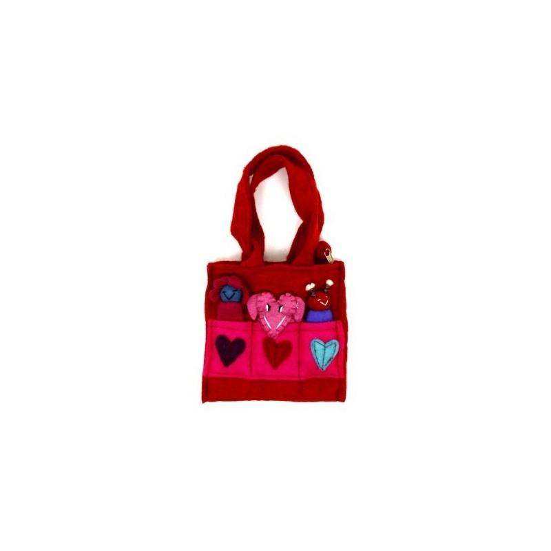 Sac rouge animaux marionnettes Sac rouge animaux marionnettes