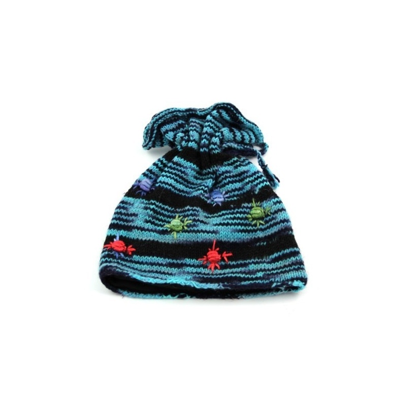 Bonnet bleu à fleurs Bonnet bleu à fleurs