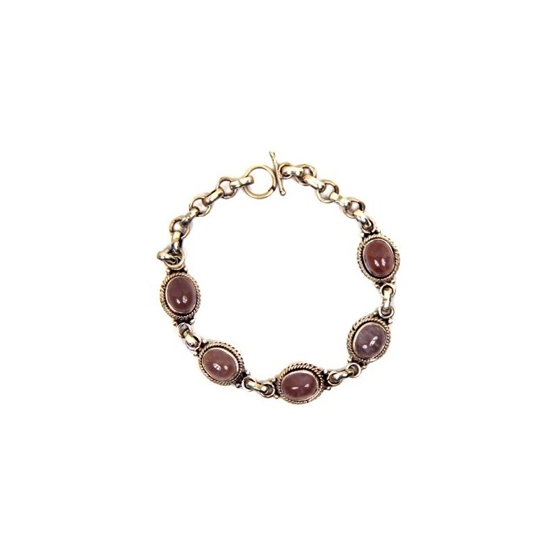 Bracelet en argent et pierres Quartz rose Bracelet en argent et pierres Quartz rose