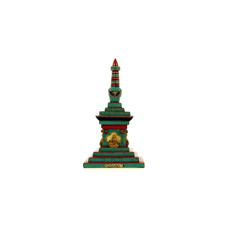 Stupa tibétain Chörten en bois et mosaïque Stupa tibétain Chörten en bois et mosaïque