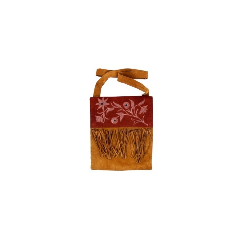 Sac à franges rose et brodé Sac à franges rose et brodé