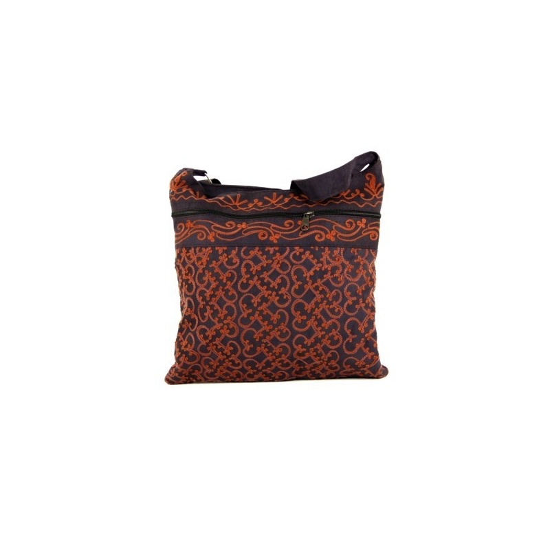 Sac féminin brodé violet foncé Sac féminin brodé violet foncé