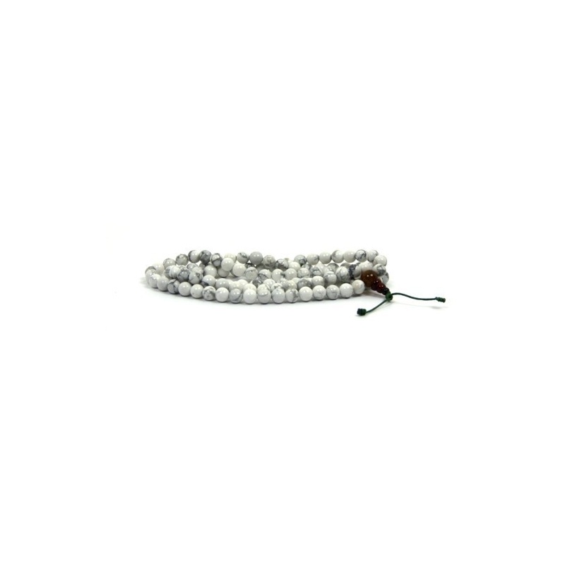 Mala collier pierre Howlite blanche marbrée Mala collier pierre Howlite blanche marbrée
