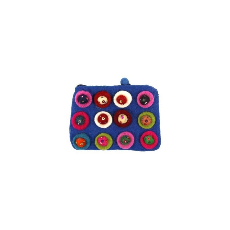 Pochette Porte-monnaie bleu en laine Pochette Porte-monnaie bleu en laine