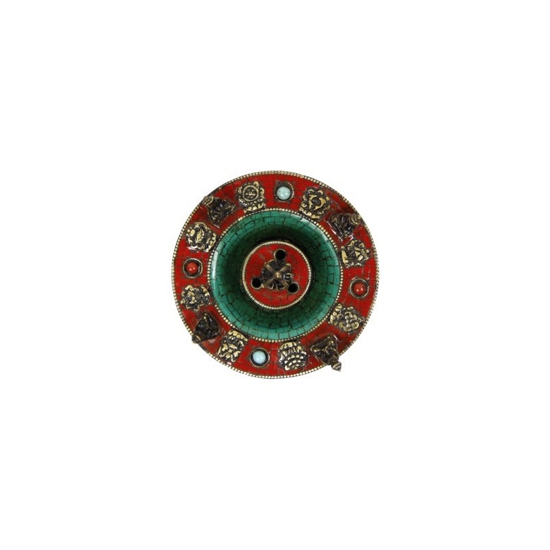 Porte encens rond Bouddha et mosaïque Porte encens rond Bouddha et mosaïque