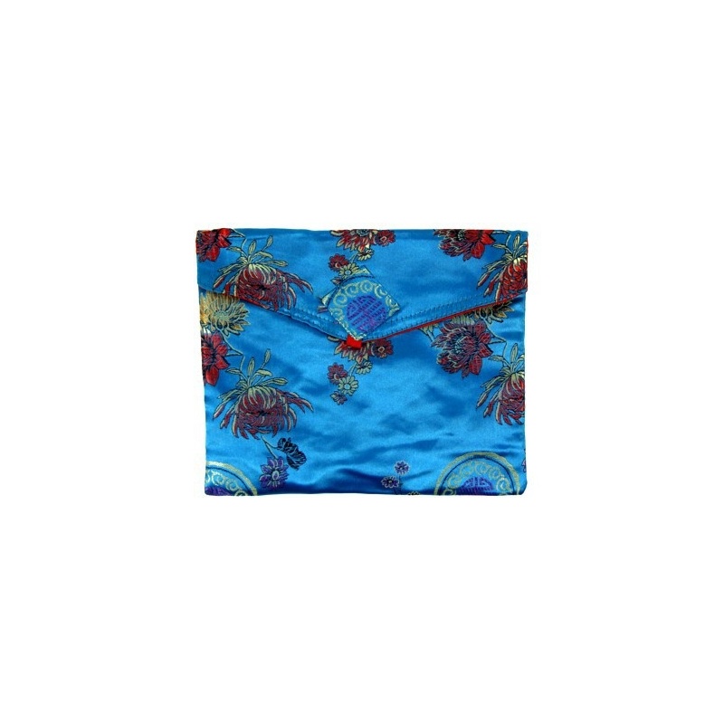 Pochette en Soie Tibétaine turquoise S à A4 Pochette en Soie Tibétaine turquoise S à A4