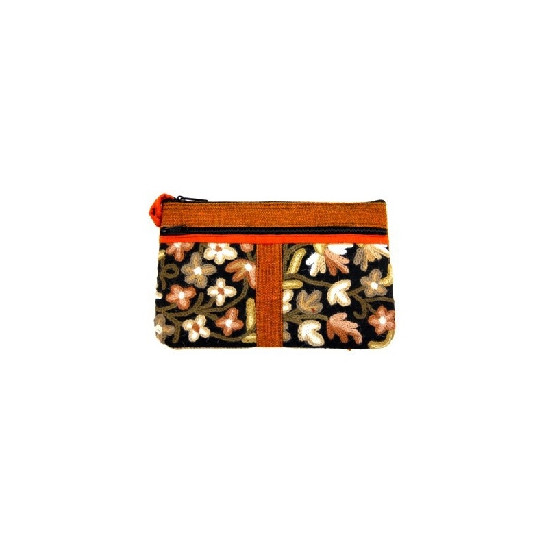 Pochette sac brodé orange et noir Pochette sac brodé orange et noir