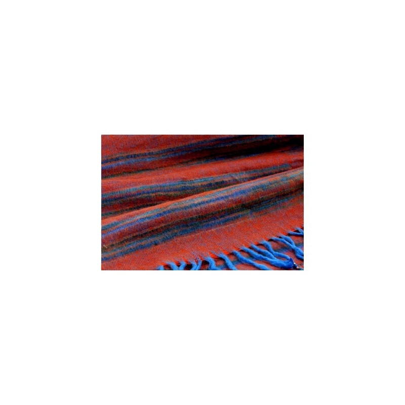 Couverture orangée et bleu canard Couverture orangée et bleu canard