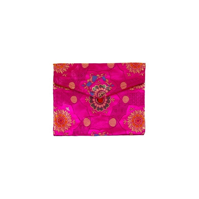 Pochette en Soie Tibétaine rose S à A4 pour livres et documents Pochette en Soie Tibétaine rose S à A4 pour livres et documents