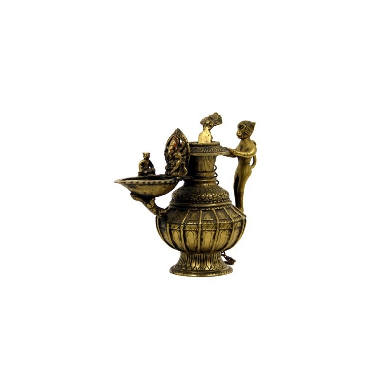 Ancienne lampe à Huile - Sukunda - Népal Ganesh et Hanuman