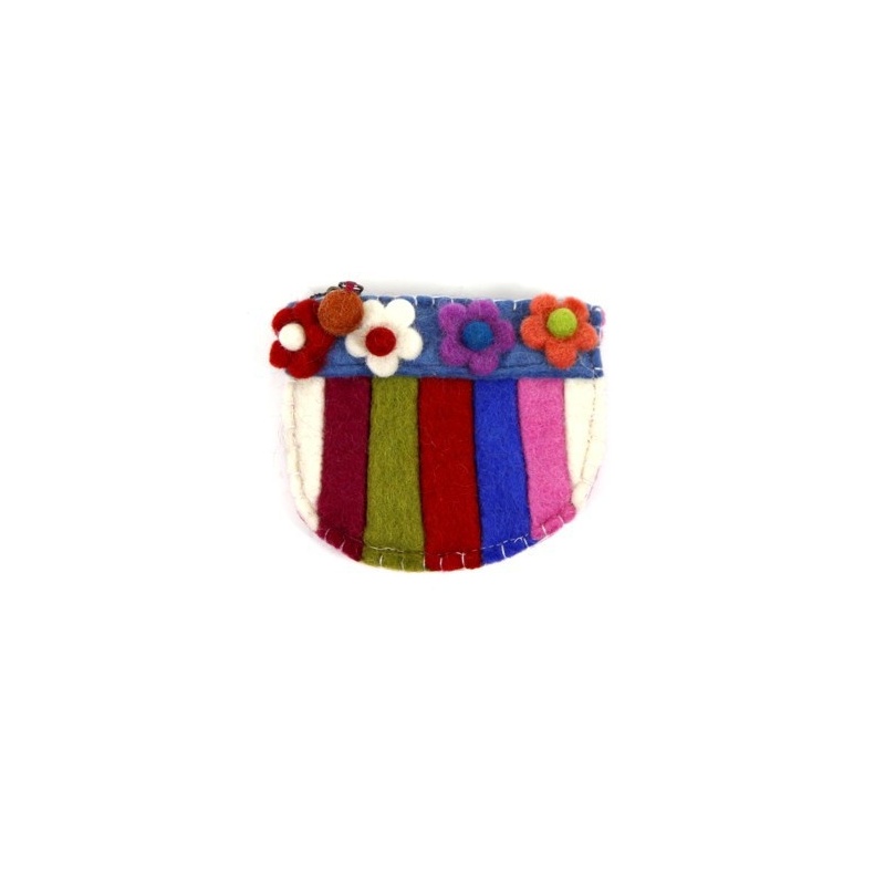 Pochette en laine bouillie colorée et fleurie