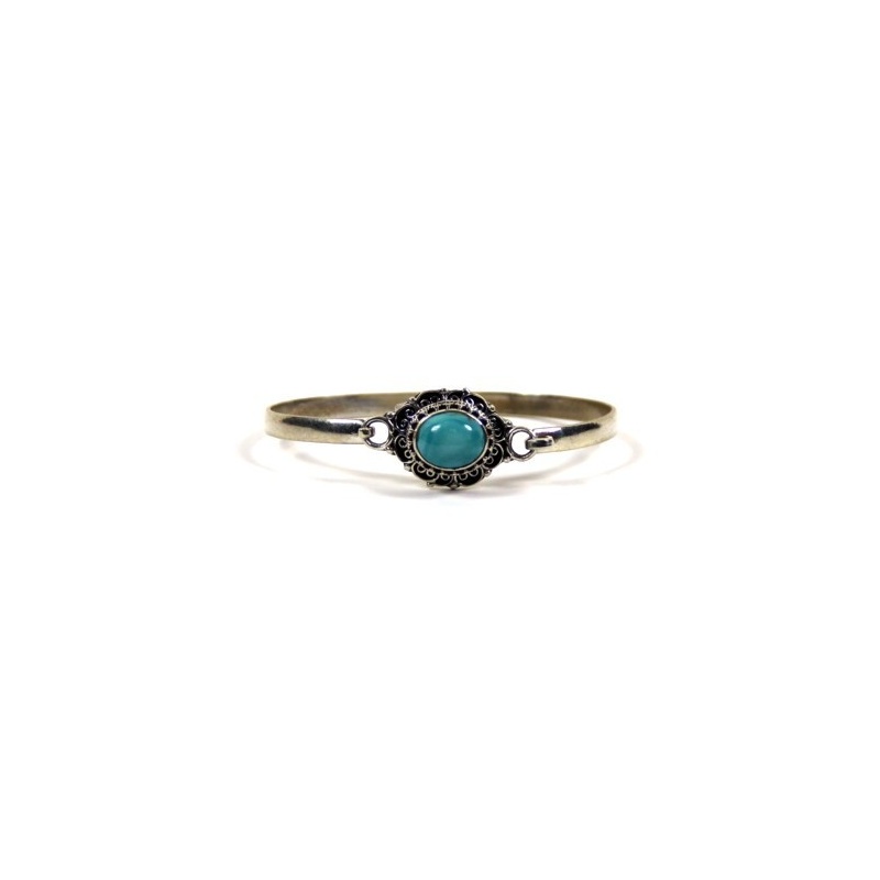 Bracelet Tibétain en argent et pierre turquoise Bracelet Tibétain en argent et pierre turquoise