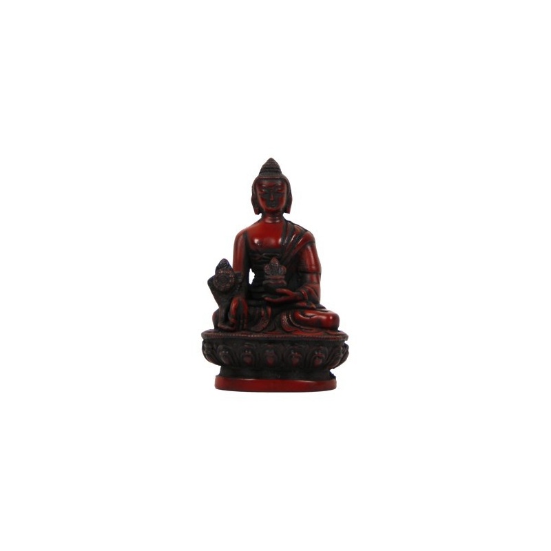 Statue du Bouddha Médecine en Résine rouge acajou Statue du Bouddha Médecine en Résine rouge acajou