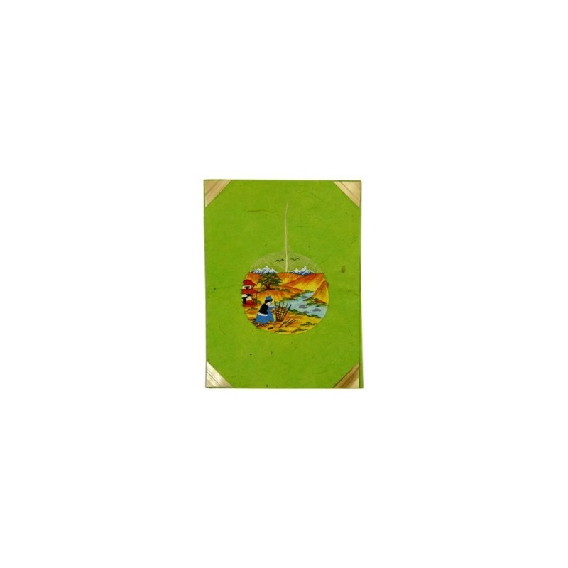 Carte de voeux papier lokta et feuille de bodhi peinte Carte de voeux papier lokta et feuille de bodhi peinte