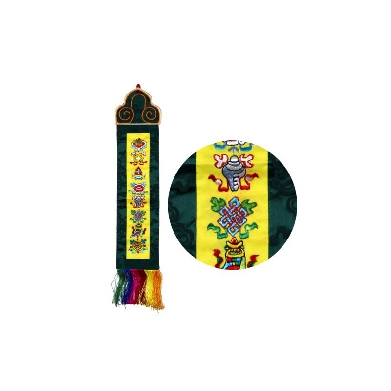 Broderie porte-bonheur signe auspicieux bouddhistes tibétains Broderie porte-bonheur signe auspicieux bouddhistes tibétains