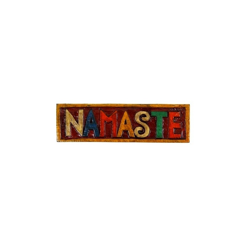 Bienvenue Namaste en bois lettres capitales colorées Bienvenue Namaste en bois lettres capitales colorées