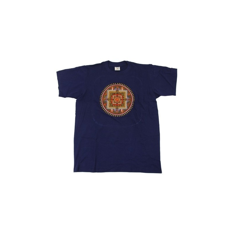 Tee-shirt bleu Mandala chatoyant brodé Tee-shirt bleu Mandala chatoyant brodé
