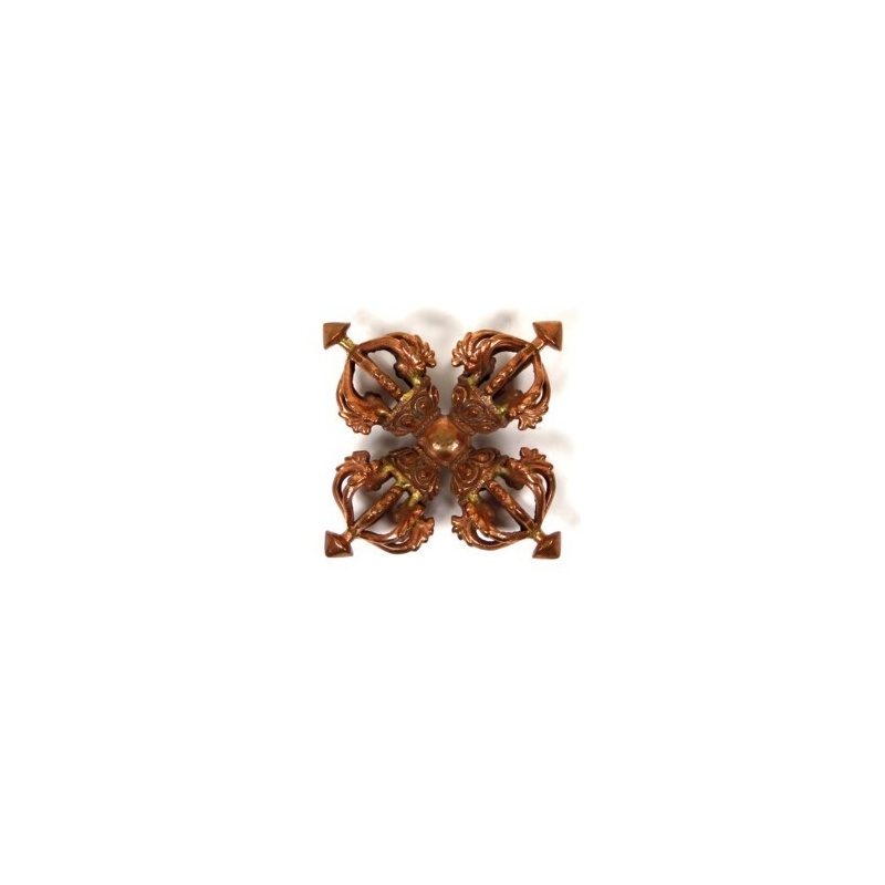 Double Dorje Vajra croisé à neuf pointes et 36 fourchons en cuivre Double Dorje Vajra croisé à neuf pointes et 36 fourchons en cuivre
