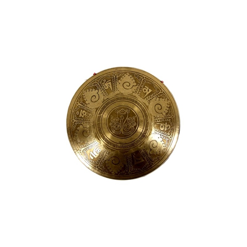 grand gong diamètre 36 cm décoré mantra et conque