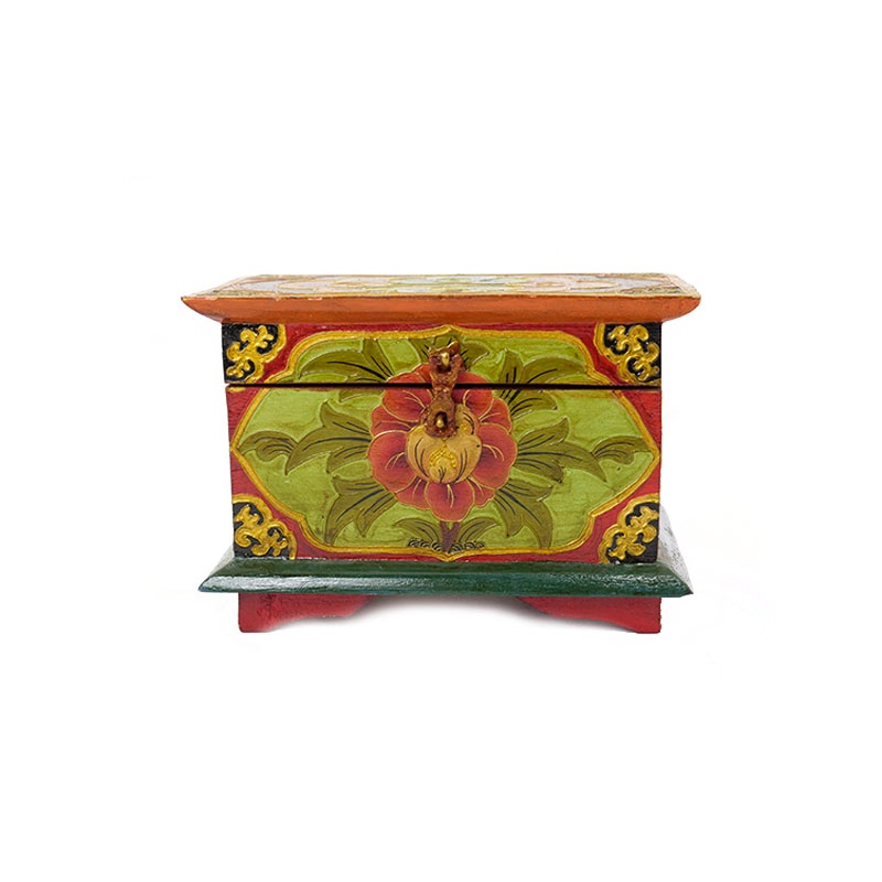 boîte en bois peinte fleurs et coquillage bouddhiste boîte en bois peinte fleurs et coquillage bouddhiste