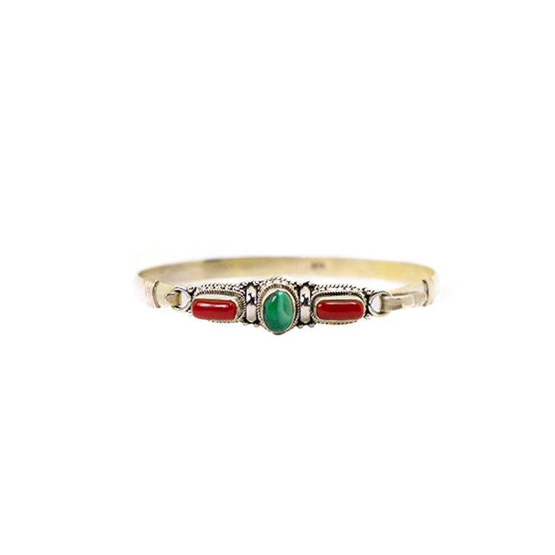 bracelet en argent et véritable pierre turquoise et corail bracelet en argent et véritable pierre turquoise et corail