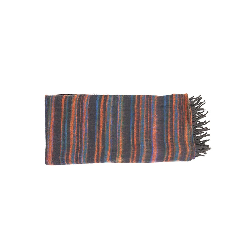 couverture châle plaid noir orange bleu couverture châle plaid noir orange bleu