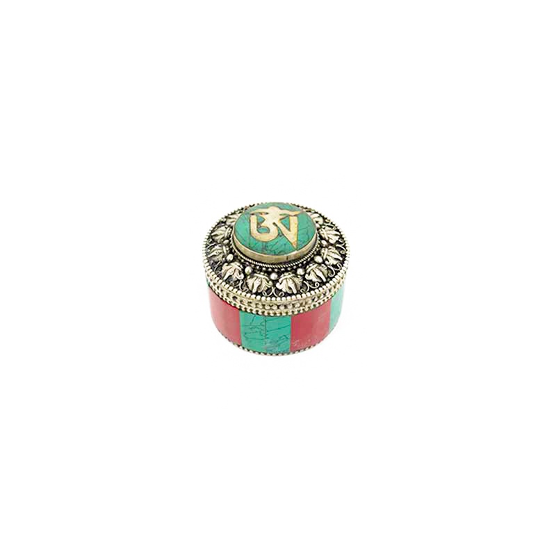 petite boite à bijou écrin AUM turquoise et corail petite boite à bijou écrin AUM turquoise et corail
