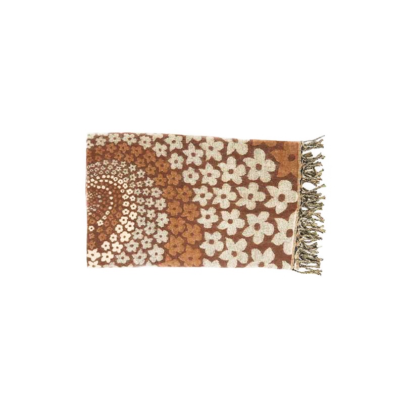 châle couverture écharpe fleurie brun beige spirale châle couverture écharpe fleurie brun beige spirale