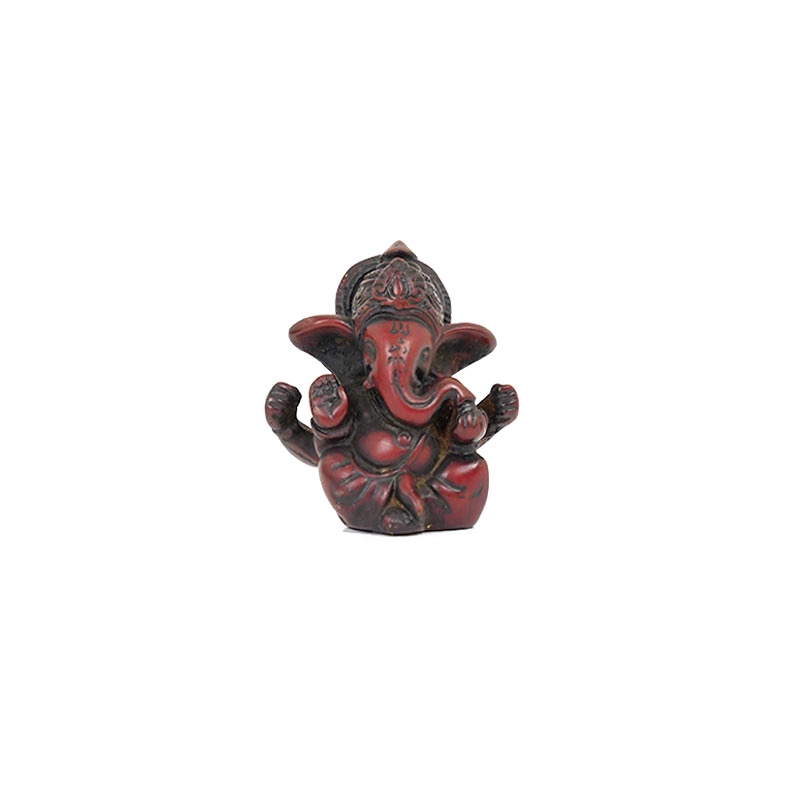 petite statue de Ganesh en résine rouge acajou petite statue de Ganesh en résine rouge acajou
