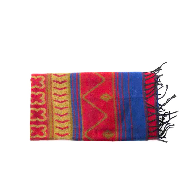 chale écharpe doux et chaud motifs ethniques rouge bleu beige chale écharpe doux et chaud motifs ethniques rouge bleu beige
