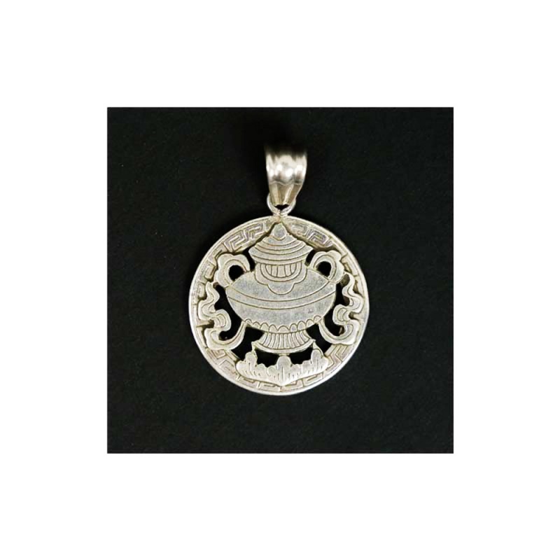 pendentif vase aux trésors bouddhiste tibétain en argent pendentif vase aux trésors bouddhiste tibétain en argent
