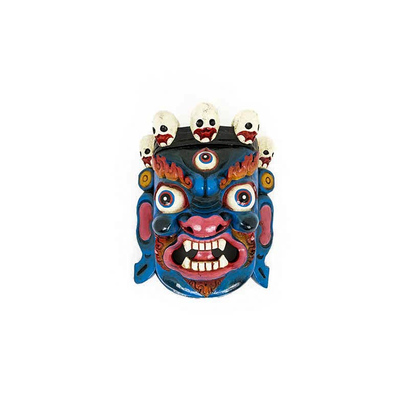 Masque terrifiant de Mahakala bleu bouddhiste tibétain Masque terrifiant de Mahakala bleu bouddhiste tibétain