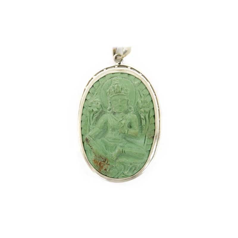 pendentif médaillon tara verte en turquoise pendentif médaillon tara verte en turquoise