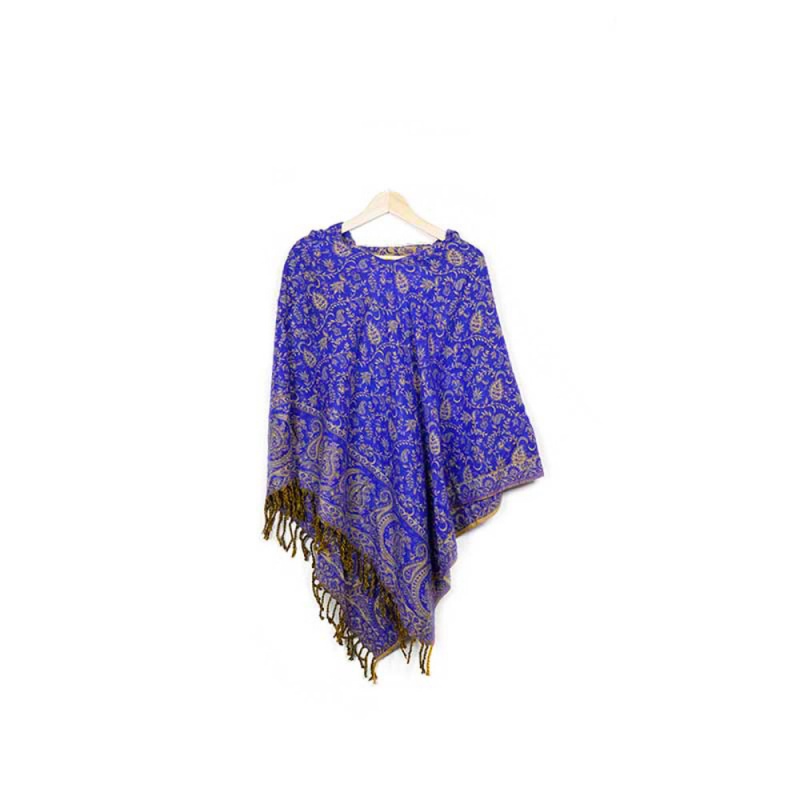 poncho en laine synthétique bleu violet beige inde népal poncho en laine synthétique bleu violet beige inde népal
