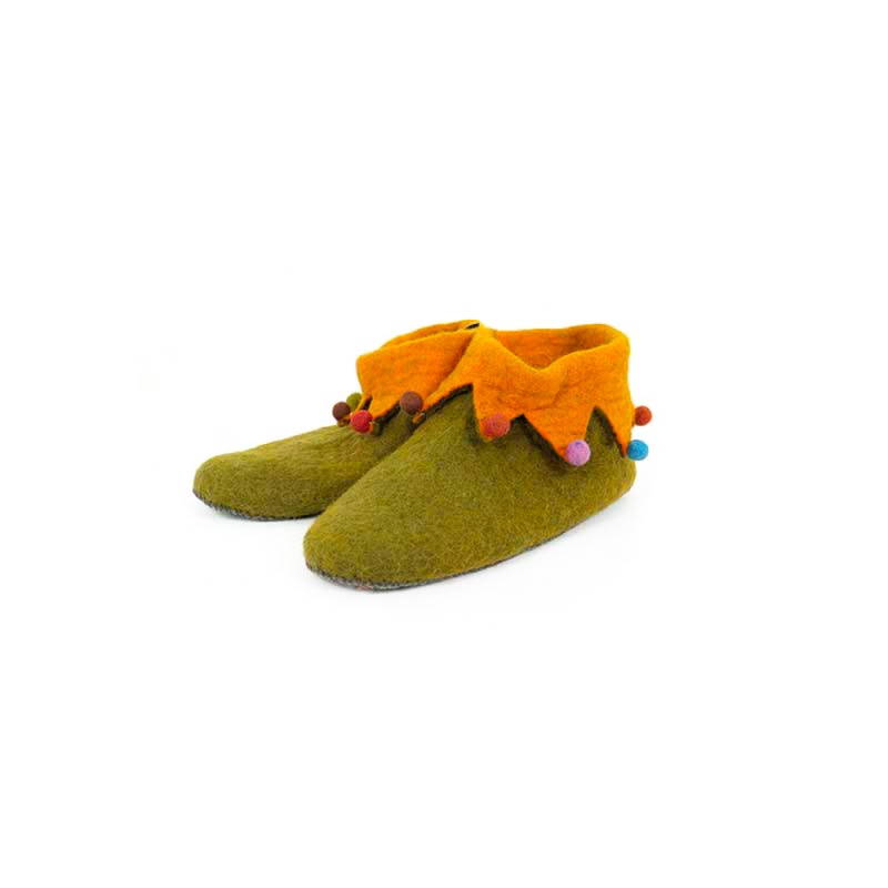 pantoufles chaussons en laine orange et brun bistre 43 pantoufles chaussons en laine orange et brun bistre 43