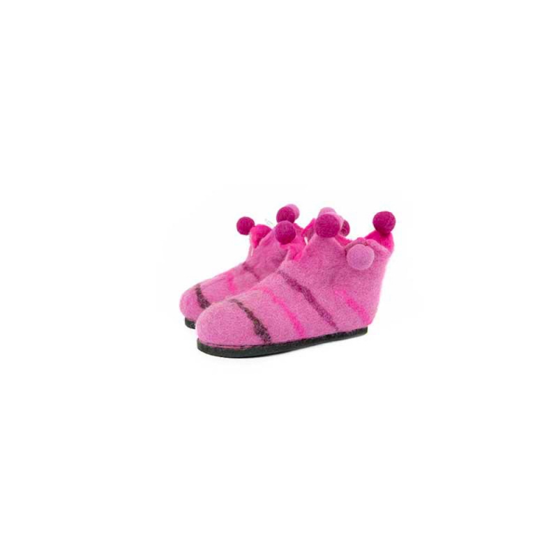 pantoufles chaussons pour fille couleur rose en laine feutrée éthique pantoufles chaussons pour fille couleur rose en laine feutrée éthique