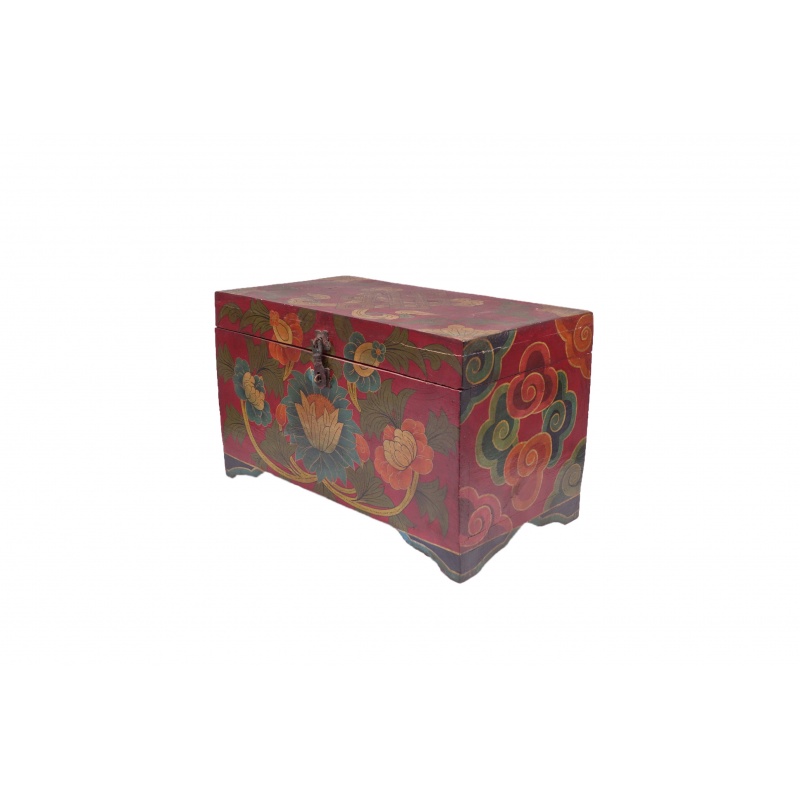 coffret petite malle tibétaine en bois peint lot et noeud sans fin coffret petite malle tibétaine en bois peint lot et noeud sans fin