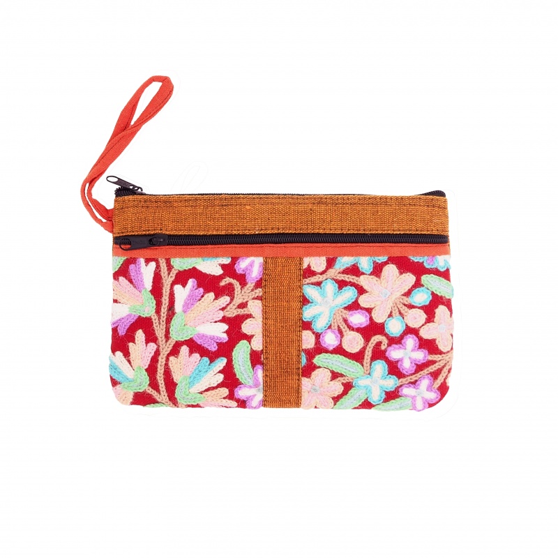 pochette coton brodé et zip pochette coton brodé et zip