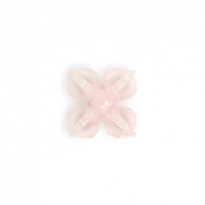 Dorje ou vajra croisé en quartz rose Dorje ou vajra croisé en quartz rose