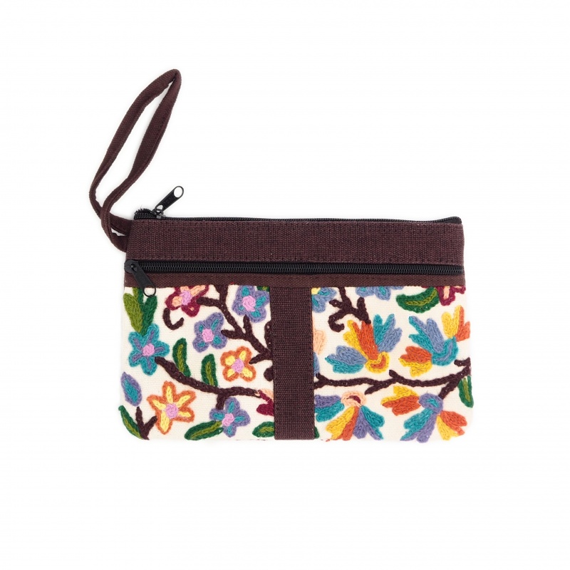 pochette colorée, brodée en coton et zip pochette colorée, brodée en coton et zip