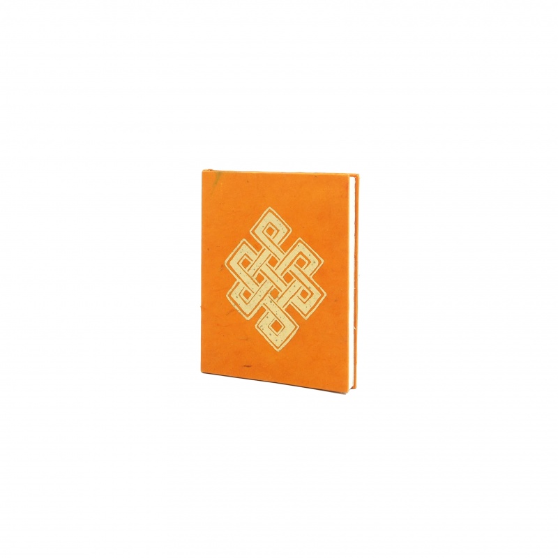 Carnet de note Noeud sans fin - lokta papier - or et orange chaud Carnet de note Noeud sans fin - lokta papier - or et orange chaud