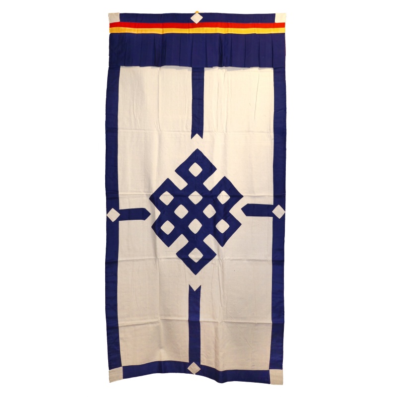 Tenture de porte tibétaine noeud sans fin bleu Tenture de porte tibétaine noeud sans fin bleu