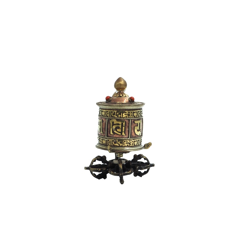 Moulin à prières de table socle double vajra Moulin à prières de table socle double vajra