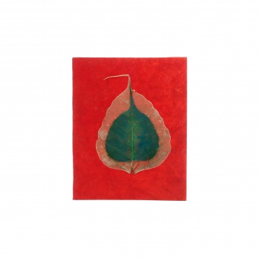 Cahier Carnet de souvenirs rouge et feuilles de Bodhi