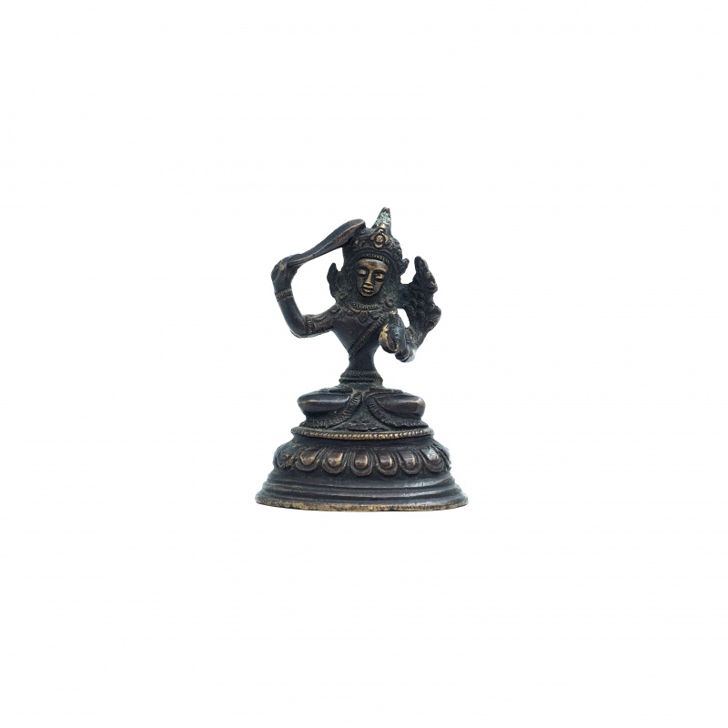 Petite Statue antique de Manjushree en métal Petite Statue antique de Manjushree en métal