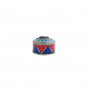Boîte à bijoux tibétaine corail et turquoise 10 tout-Puissants