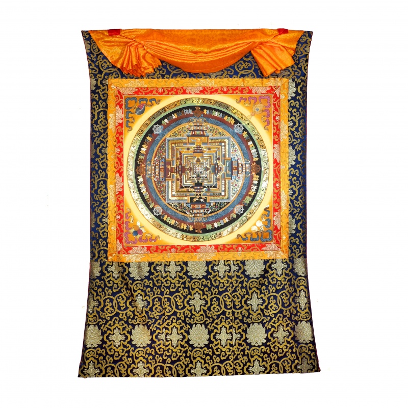 Grand Tangka Mandala du Kalachakra avec or Grand Tangka Mandala du Kalachakra avec or