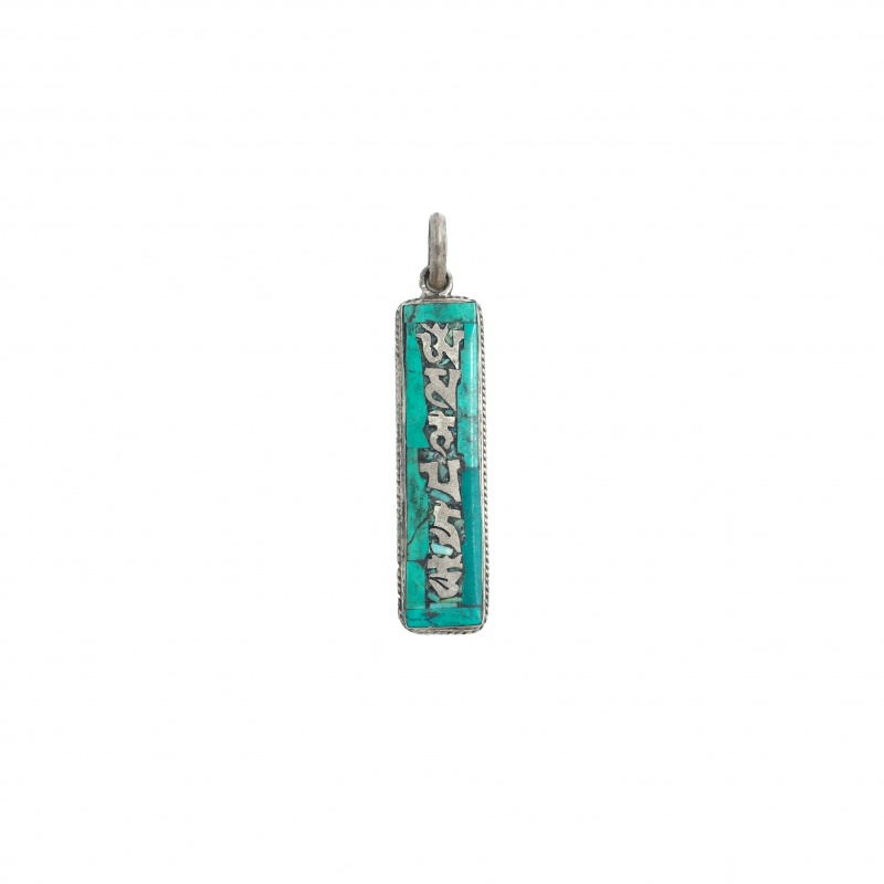 Pendentif tibétain vertical mani mantra Pendentif tibétain vertical mani mantra